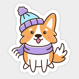 Winter corgi dog Sticker